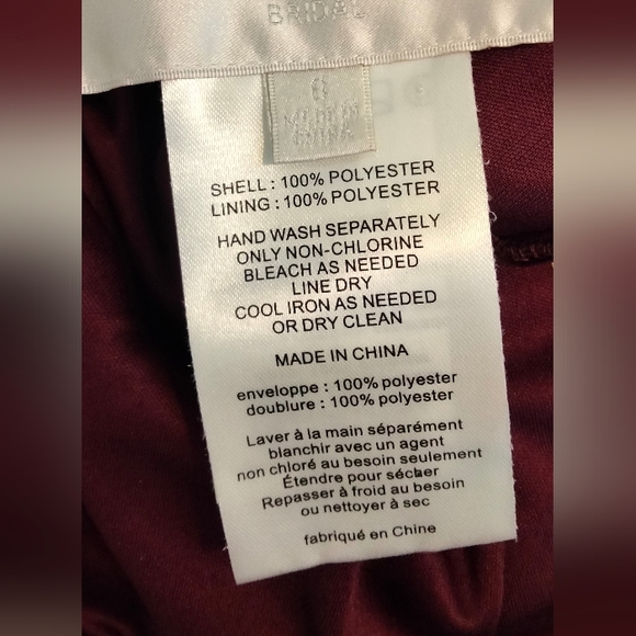 David’s Bridal Long Mesh Dress Cowl Neck Wine Color Bridesmaid SIZE 8 - Picture 7 of 9